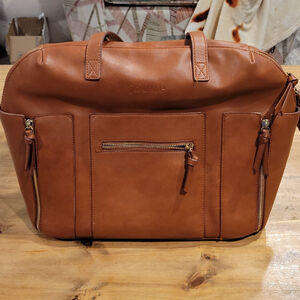 Joone Carryall Convertible Diaper Bag Brown Leather Backpack Tote Crossbody